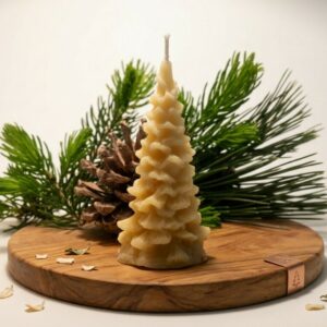 Bougie sapin cire d'abeille artisanale – Rucher du Pillier Châteauneuf Loire 42