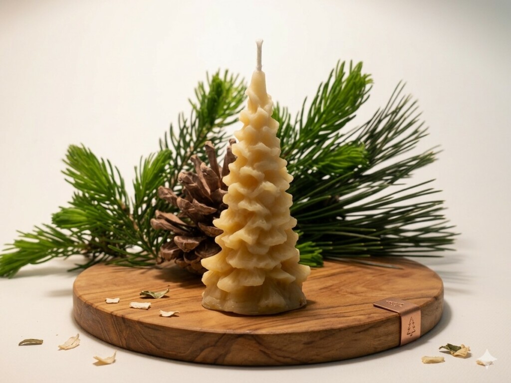Bougie sapin cire d'abeille artisanale – Rucher du Pillier Châteauneuf Loire 42