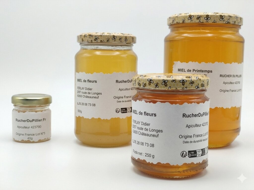 Pot de miel artisanal 250g, Rucher du Pillier à Châteauneuf (Loire 42)