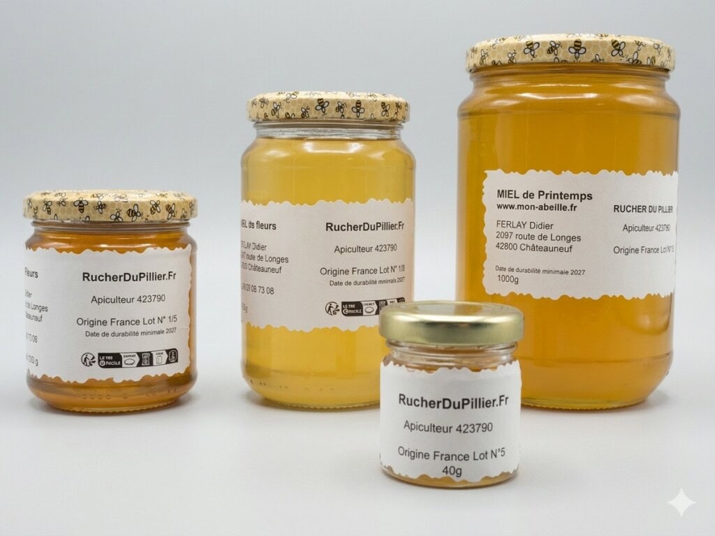 Pot de miel toutes fleurs artisanal 40g - Rucher du Pillier Châteauneuf Loire 42