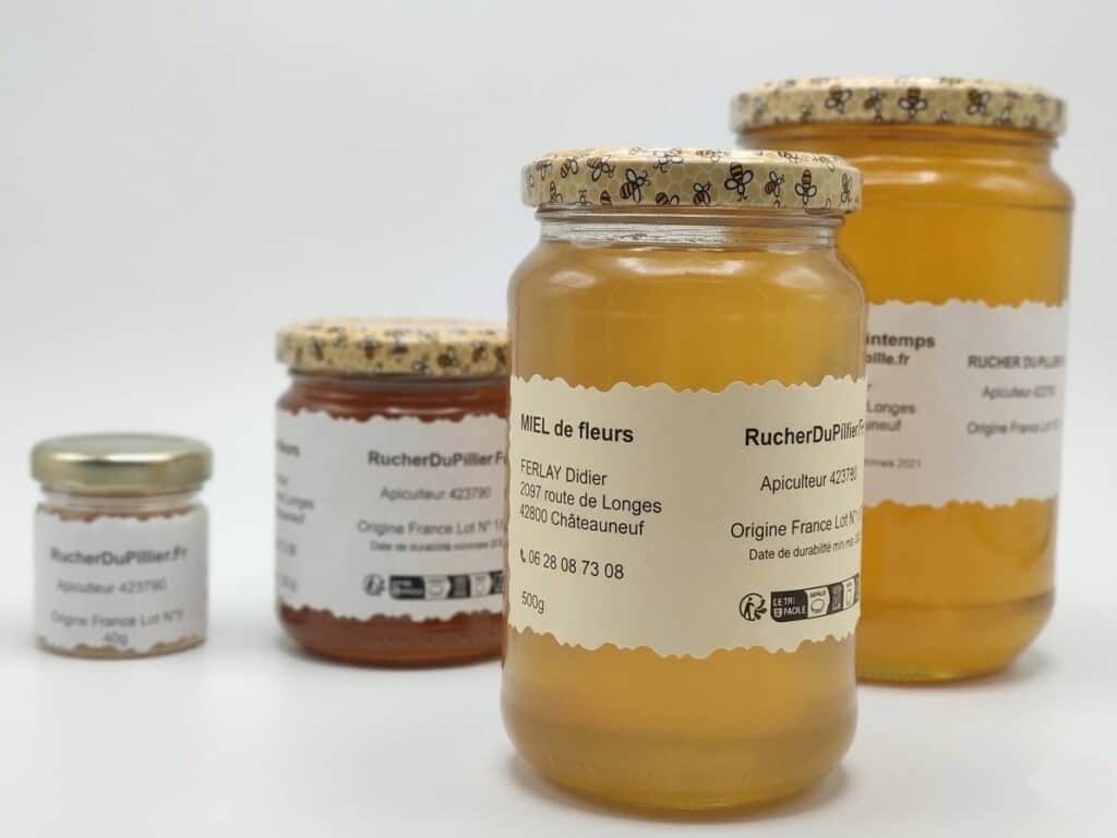 Pot de miel artisanal 500g, Rucher du Pillier à Châteauneuf (Loire 42)