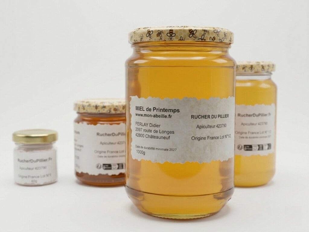 Pot de miel artisanal 1kg, Rucher du Pillier à Châteauneuf (Loire 42)